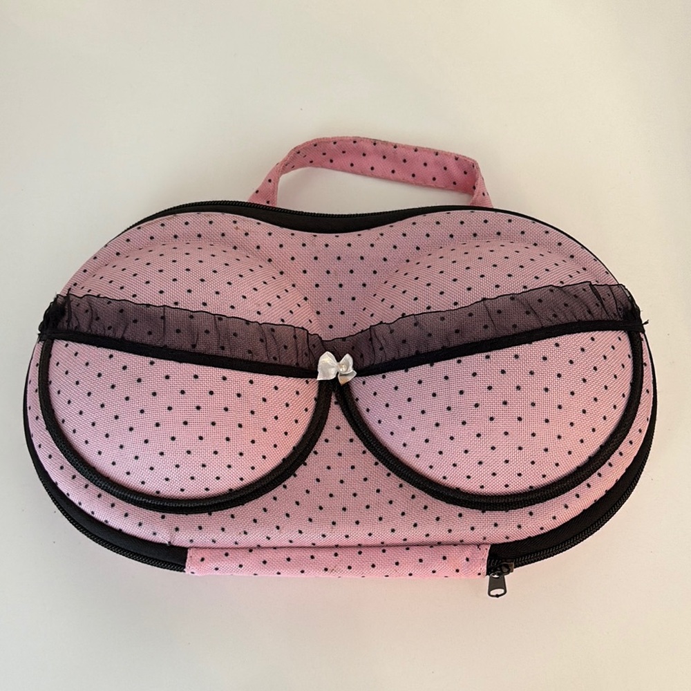 Pink and Black Polka Dot Cosmetic Bags with Waterproof Fabric